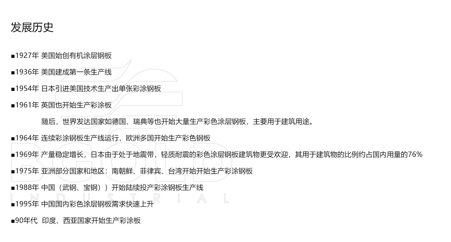 彩涂鋼板生產發(fā)展歷史